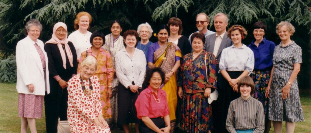 Multi-Faith Centre group photo showing staff and course participants in the grounds of Harborne Hall